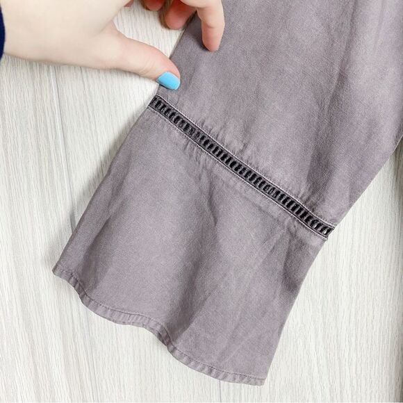 Cloth & Stone | Ladder Trimmed Peplum Blouse Size Medium - Picture 7 of 9